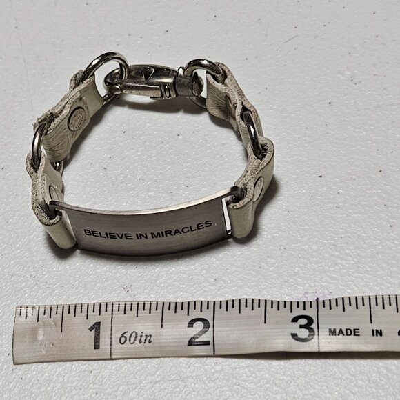 Cynthia H Designs Believe In Miracles Leather Metal Bracelet Fashion Jewelry - Picture 6 of 6